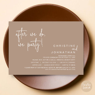 Invitación Después Lo Hacemos, Fiesta, Cena Boda, Taupe Cálid