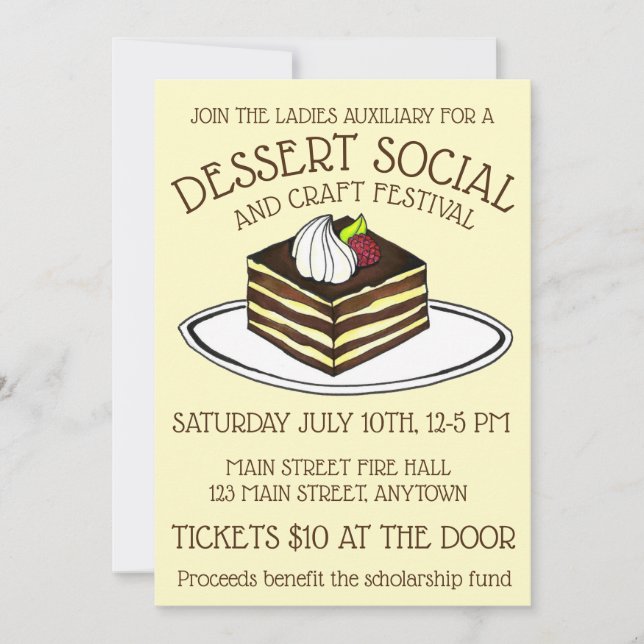 Invitación Dessert Social Bake Sale Tiramisu Comida Italiana (Anverso)