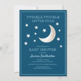 Invitación Destellan Destellan Estrellas Luna Bebé Niño Baby