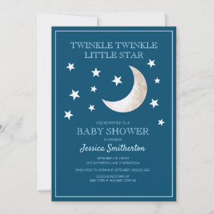 Invitación Destellan Destellan Estrellas Luna Bebé Niño Baby