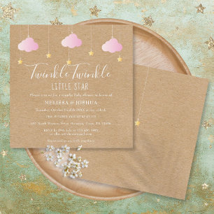 Invitación Destello Rosa Twinkle Twinkle Little Star Baby Sho