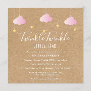 Invitación Destello Rosa Twinkle Twinkle Little Star Baby Sho