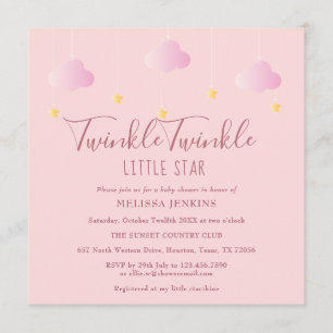 Invitación Destello Rosa Twinkle Twinkle Little Star Baby Sho