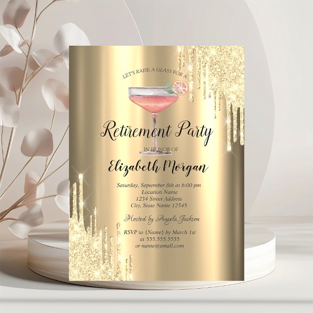 Invitación Destellos,Cóctel, Jubilación Dorada    (Subido por el creador)