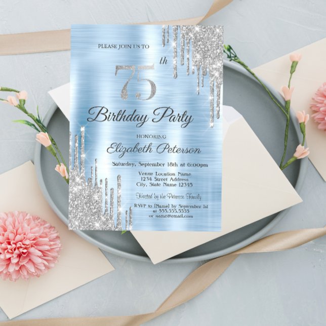 Invitación Destellos de Plata Cumpleaños 75 (Subido por el creador)