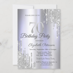 Invitación Destellos de Plata que Caen Rosa Pálido Cumpleaños