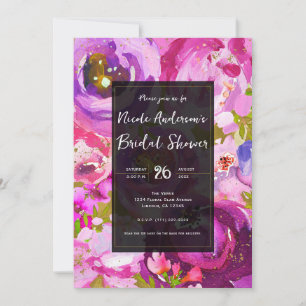 Invitación Destellos de Rosa y Púrpura Vibrante Ducha de Novi