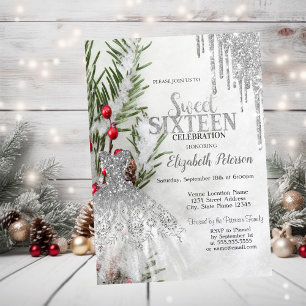 Invitación Destellos que gotean, Vestido de árbol de pino nie