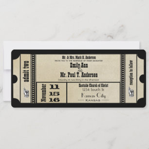 Invitación Destino Antiguo Boda de billetes de Hollywood