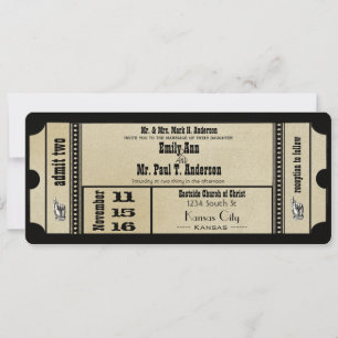 Invitación Destino Antiguo Boda de billetes de Hollywood