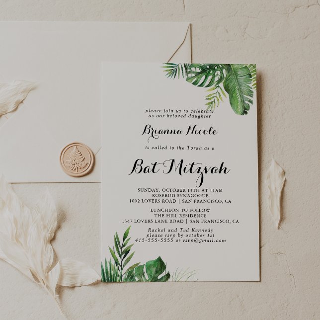 Invitación Destino Bat Mitzvah Tropical Greeneration (Subido por el creador)
