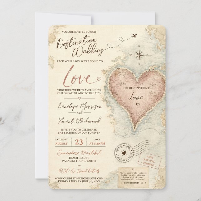 Invitación Destino: Boda de Amor (Anverso)