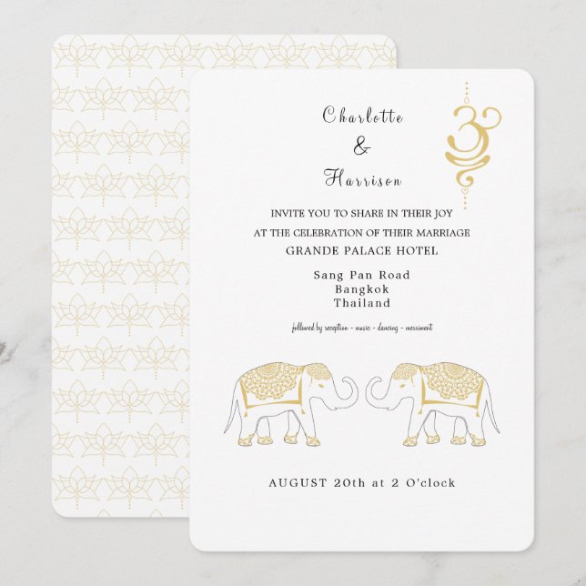 Invitación Destino Boda de Tailandia (Anverso / Reverso)