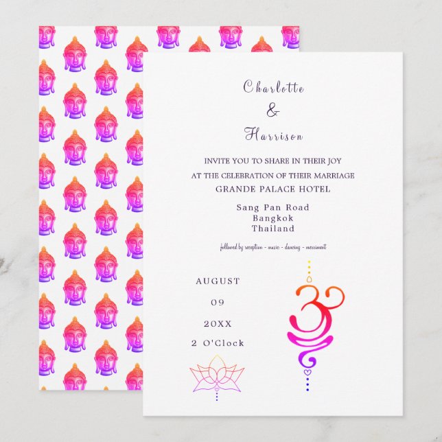 Invitación Destino Boda de Tailandia (Anverso / Reverso)