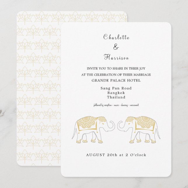 Invitación Destino Boda de Tailandia (Anverso / Reverso)