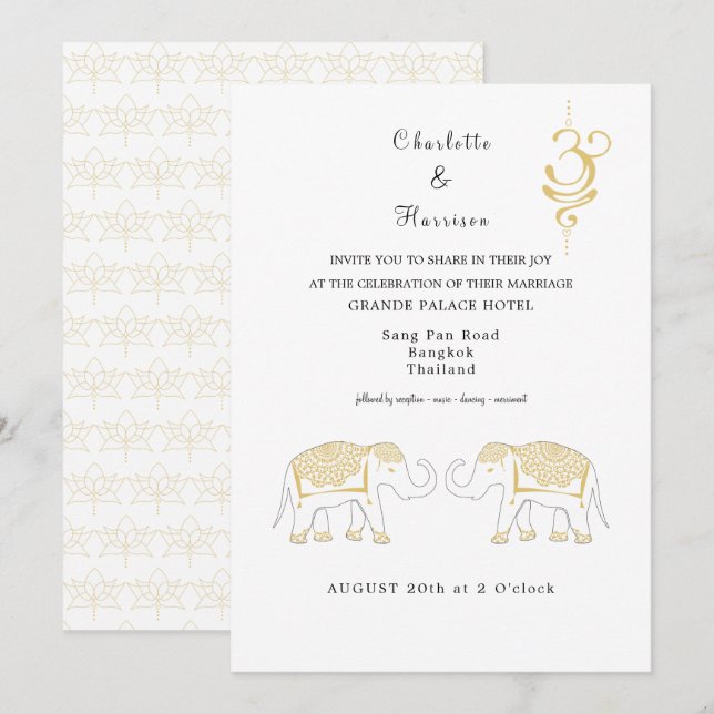 Invitación Destino Boda de Tailandia (Anverso / Reverso)