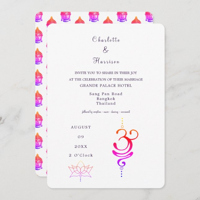 Invitación Destino Boda de Tailandia (Anverso / Reverso)