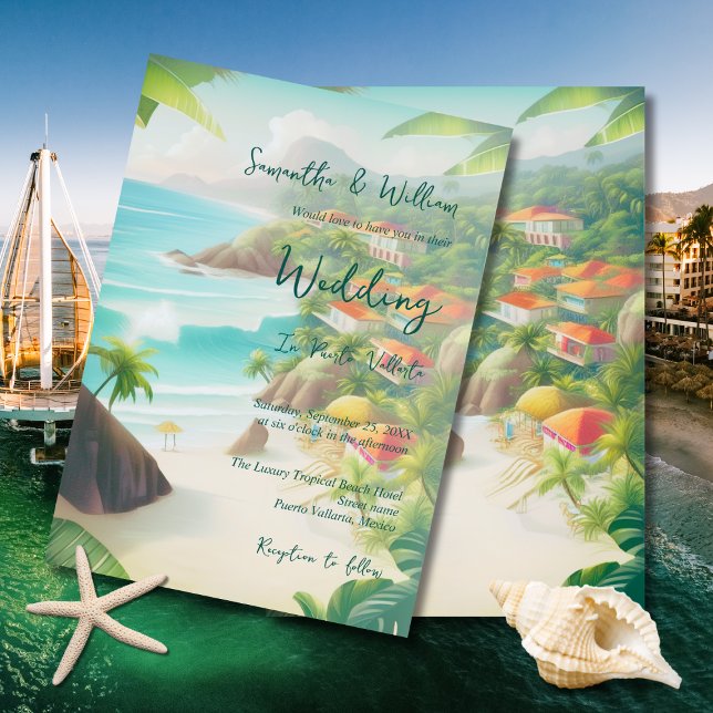 Invitación Destino Boda de Vallarta Tropical Mexicana (Subido por el creador)