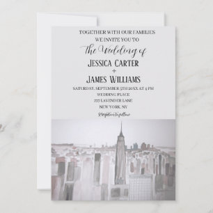 Invitación Destino Chic de Acuarela de la Ciudad de Nueva Yor