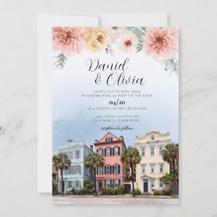 Invitación Destino de boda de acuarela de Charleston