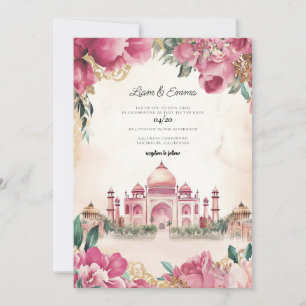 Invitación Destino de Boda de acuarela de India