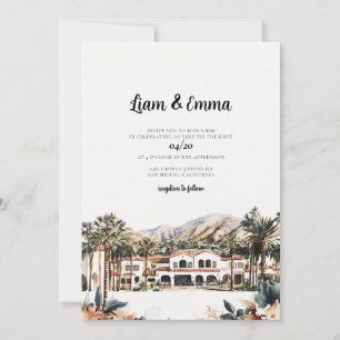 Invitación Destino de Boda de Acuarela de Santa Bárbara