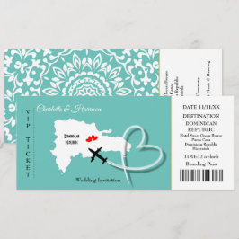 Invitación Destino de Boda de pases de embarque de tickets do