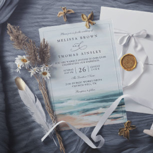 Invitación Destino de boda elegante moderno en la playa y el 
