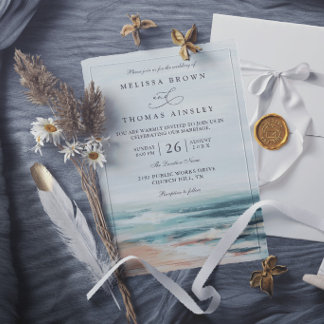 Invitación Destino de boda elegante moderno en la playa y el