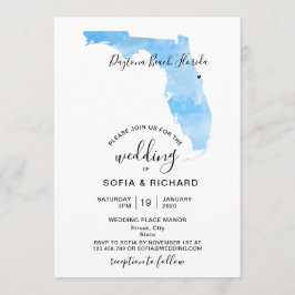 Invitación Destino de Boda Mapa de Florida Corazón Extraíble 