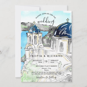 Invitación Destino de boda moderna Isla griega de Skiathos