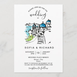 Invitación Destino de Boda Moderna Isla Griega Skiathos