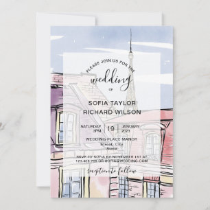 Invitación Destino de Boda Moderna París Torre Eiffel Invi