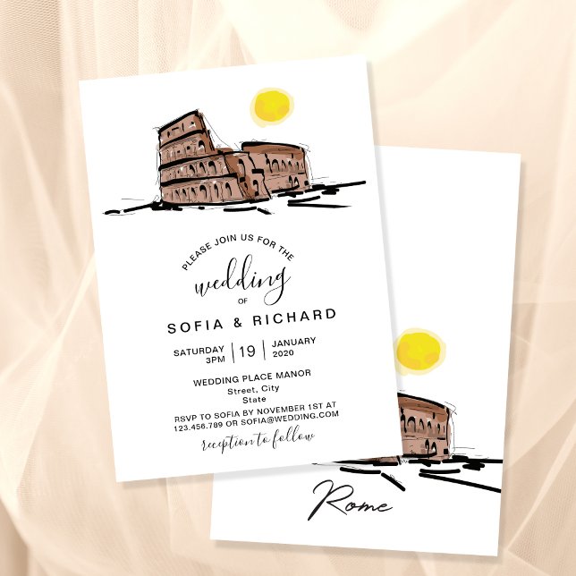 Invitación Destino de Boda Moderna Roma Italia Coliseo (Subido por el creador)