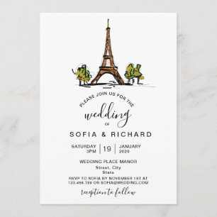 Invitación Destino de Boda Moderno París Torre Eiffel