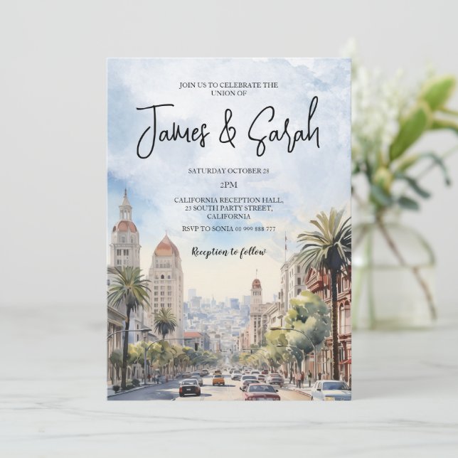 Invitación Destino de Boda paisajista de California (Anverso de pie)