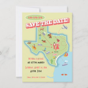 Invitación Destino de Boda Texas State Ahorra la Fecha