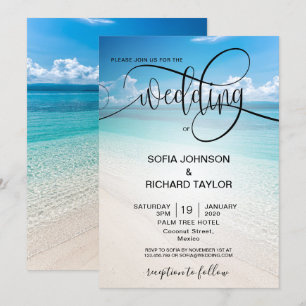 Invitación destino de bodas de playa mar tropical