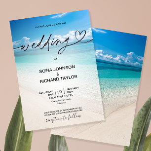 Invitación destino de bodas en la playa verano tropical mar a
