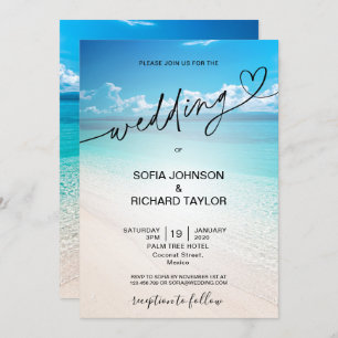Invitación destino de bodas en la playa verano tropical mar a