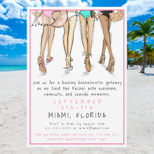 Invitación Destino de fiesta de soltera en la playa Squad de