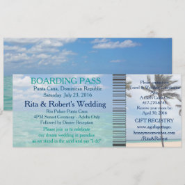 Invitación Destino de la playa de entradas de Boda de embarqu