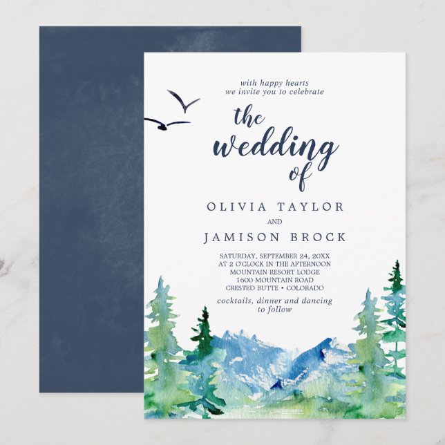 Invitación Destino De Las Montañas Rocosas El Boda De (Anverso / Reverso)