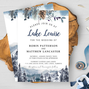 Invitación Destino de Montaña, Boda de Bosque en Acuarela