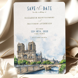 Invitación Destino de París Salven la fecha Notre Dame