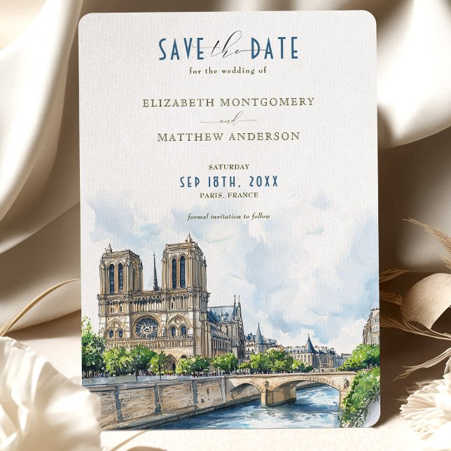 Invitación Destino de París Salven la fecha Notre Dame (Subido por el creador)