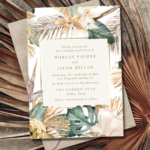 Invitación Destino de Playa Boda de Hoja Tropical