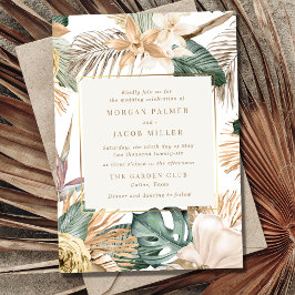 Invitación Destino de Playa Boda de Hoja Tropical