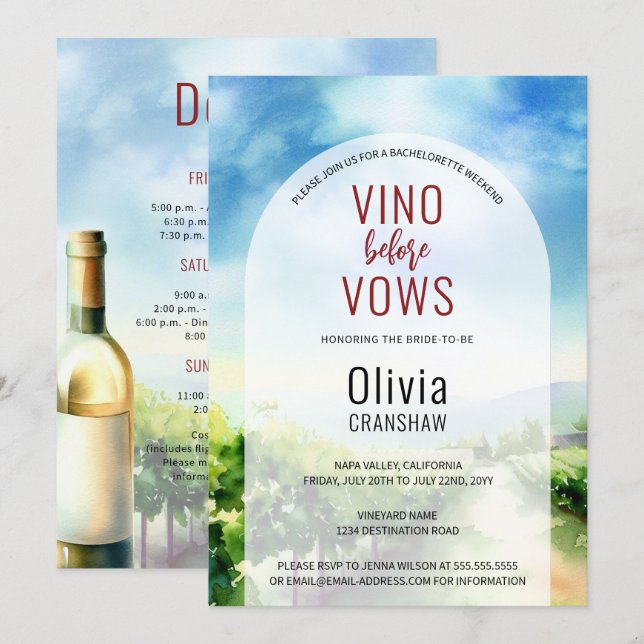 Invitación Destino de prueba de vino de la bachillerato (Anverso / Reverso)