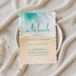 Invitación Destino De Verano En La Boda De Playa Verde azulad